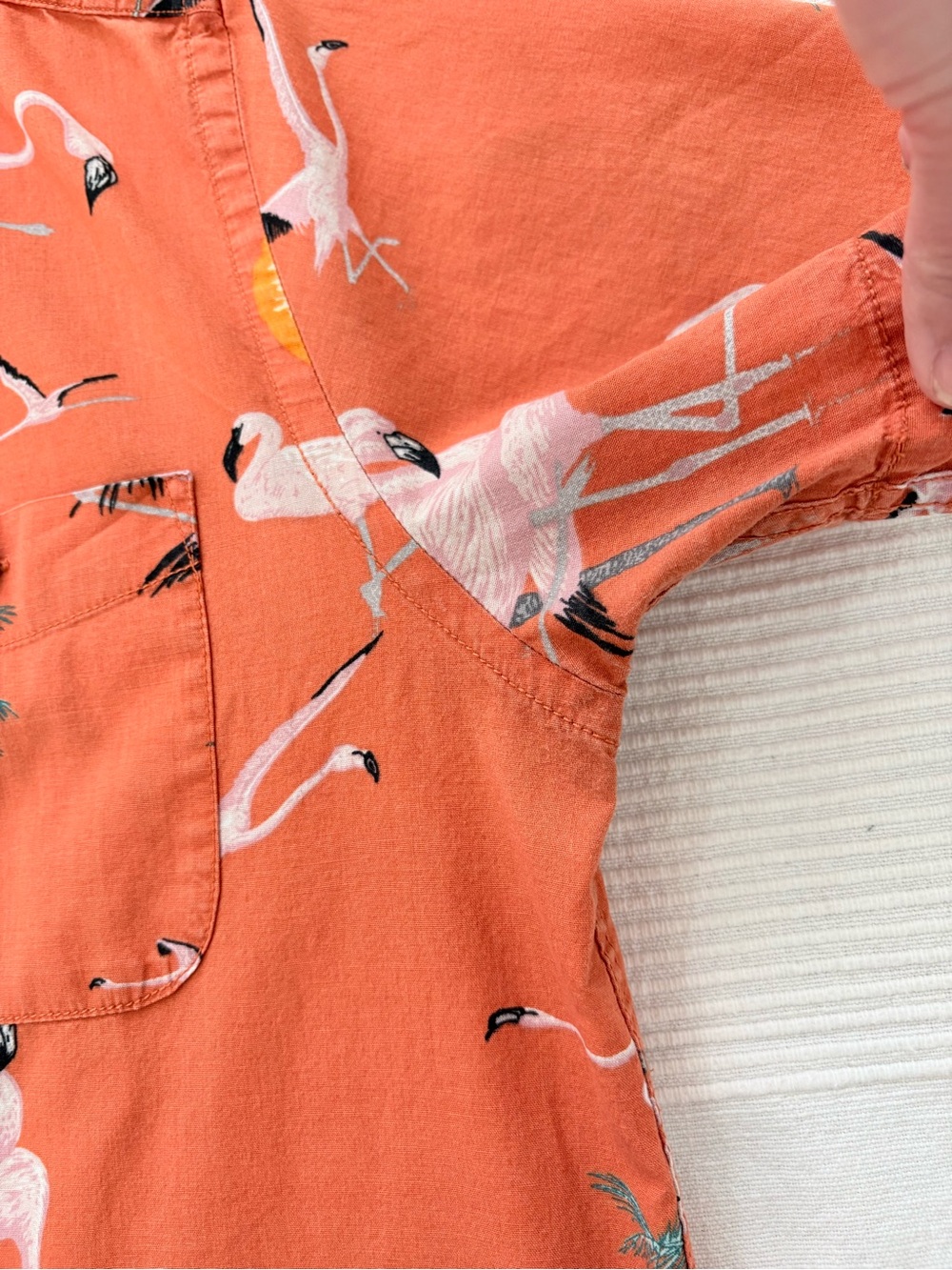 Men's Flamingo Print Short Sleeve Button Down Shirt - Picture 7 of 13